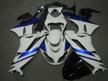 2009-2012 Weiß Blau Kawasaki ZX6R Motorrad Verkleidung