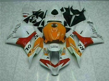 2009-2012 Weiß Orange Repsol Honda CBR600RR Motorrad Verkleidung