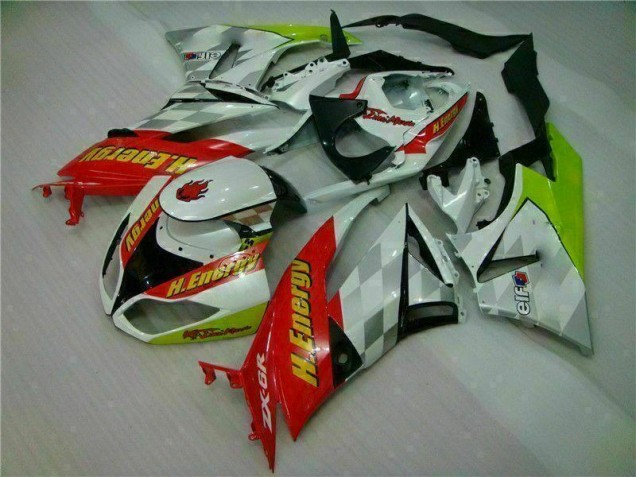 2009-2012 Weiß Rot H. Energy Kawasaki ZX6R Motorrad Verkleidung 2009-2012 Weiß Rot H. Energy Kawasaki ZX6R Motorrad Verkleidung