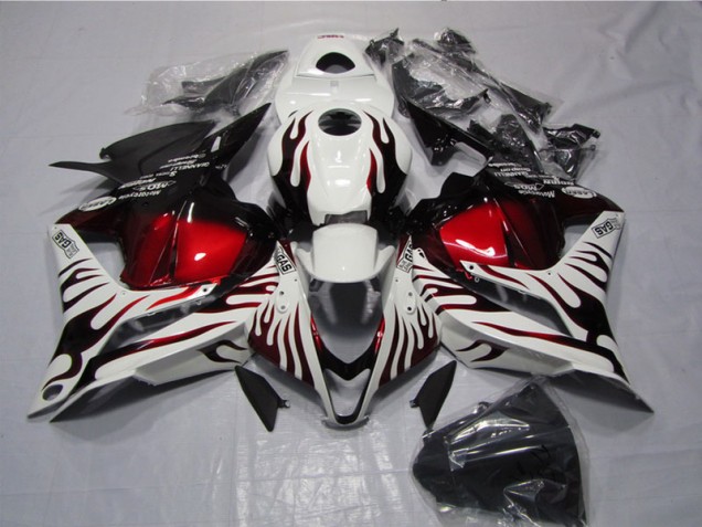 2009-2012 Weiß Schwarz Rot Flamme Honda CBR600RR Motorrad Verkleidung 2009-2012 Weiß Schwarz Rot Flamme Honda CBR600RR Motorrad Verkleidung
