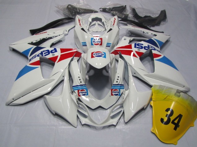 2009-2016 Weiß Pepsi 34 Suzuki GSXR 1000 Motorrad Verkleidung 2009-2016 Weiß Pepsi 34 Suzuki GSXR 1000 Motorrad Verkleidung
