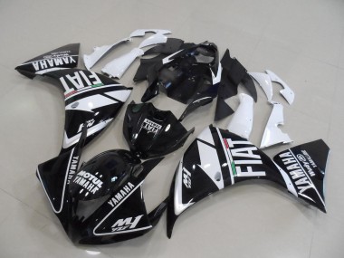 2012-2014 Schwarz weißer Fiat Yamaha YZF R1 Motorrad Verkleidungen