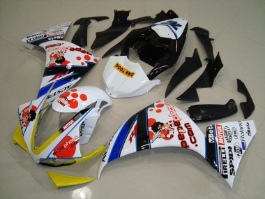 2012-2014 Weiß Schwarz Pepe Phone Yamaha YZF R1 Motorrad Verkleidung