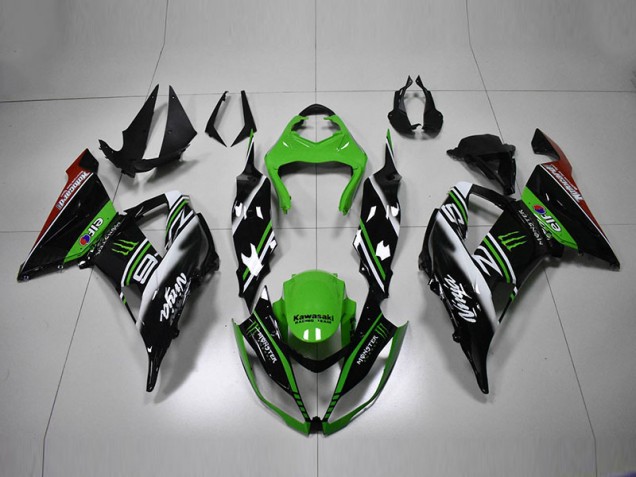 2013-2018 Grün Schwarz Weiß Kawasaki ZX6R Motorrad Verkleidung 2013-2018 Grün Schwarz Weiß Kawasaki ZX6R Motorrad Verkleidung