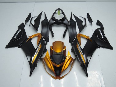 2013-2018 Schwarz Gold Kawasaki ZX6R Motorrad Verkleidungen