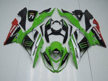 2013-2018 Schwarz Grün Weiß Monster Kawasaki ZX6R Motorrad Verkleidung