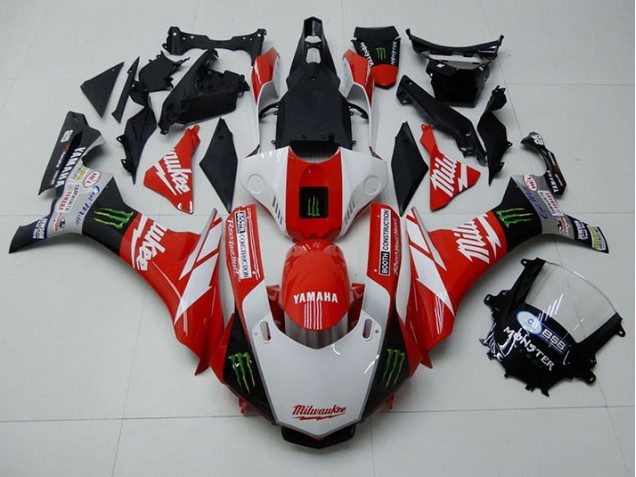 2015-2019 Rot Weiß Monster Yamaha YZF R1 Motorrad Verkleidung 2015-2019 Rot Weiß Monster Yamaha YZF R1 Motorrad Verkleidung