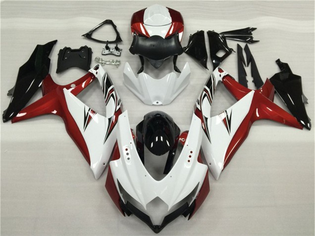 Suzuki GSXR 600/750 Motorrad Verkleidung 2008-2010 - Weiss Rot Glanzendes Schwarz