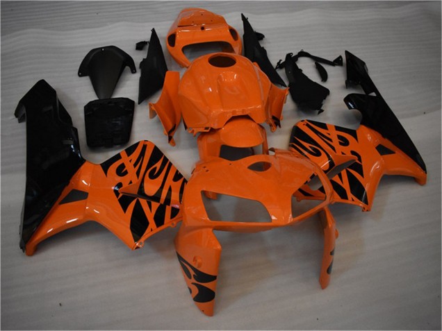 Honda CBR600RR Motorrad Verkleidung 2005-2006 - Orange Schwarz Flamme