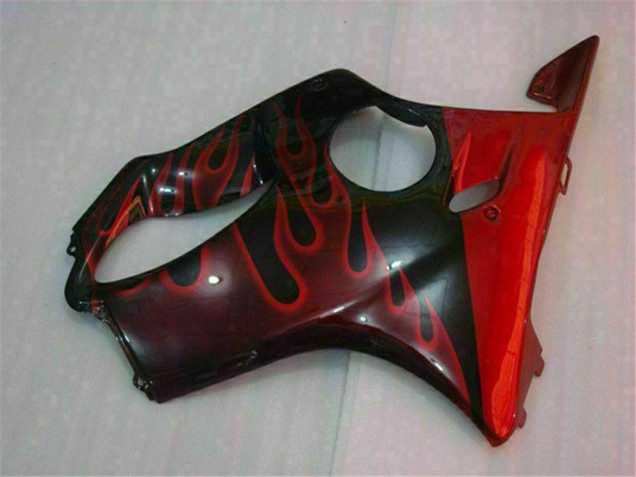 Honda CBR600 F4i Motorrad Verkleidung 2004-2007 - Glanzendes Schwarz Rot Flamme