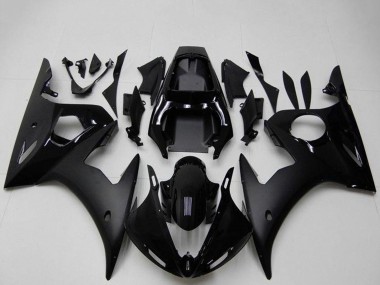 Yamaha YZF R6 Motorrad Verkleidung 2003-2004 - Glanzendes Schwarz Matt Schwarz