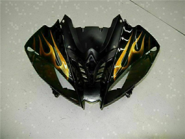 Yamaha YZF R6 Motorrad Verkleidung 2008-2016 - Glanzendes Schwarz Gold Flamme