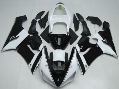 Kawasaki ZX6R Motorrad Verkleidung 2005-2006 - Weiss Glanzendes Schwarz