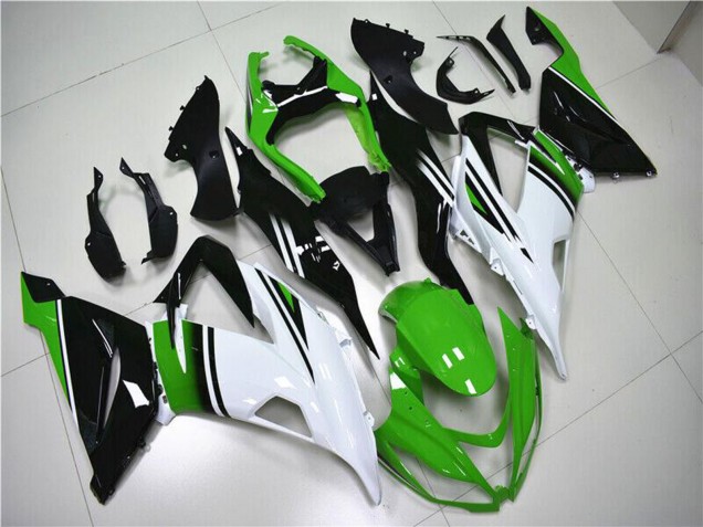 Kawasaki ZX6R Motorrad Verkleidung 2013-2018 - Grun Weiss Glanzendes Schwarz