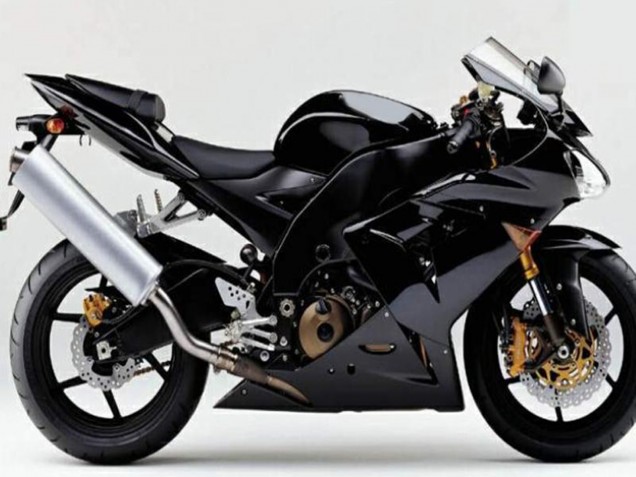 Kawasaki ZX10R Motorrad Verkleidung 2004-2005 - Glanzendes Schwarz Matt Schwarz