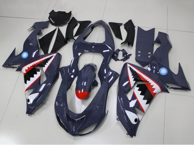 Kawasaki ZX10R Motorrad Verkleidung 2006-2007 - Grau Weiss Rot Hai