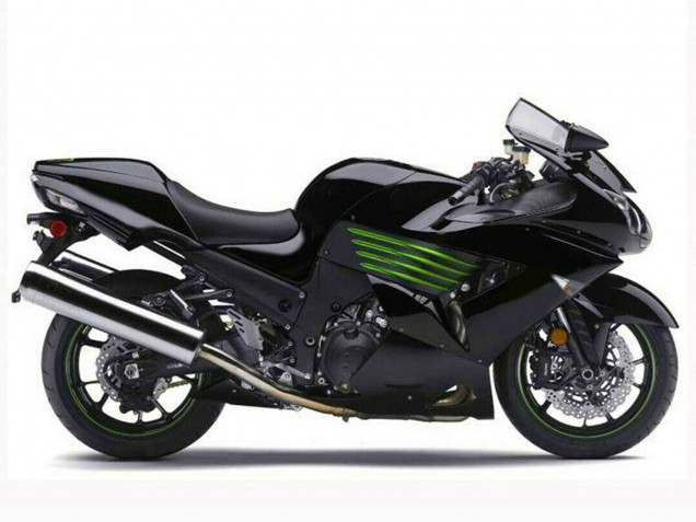 Kawasaki ZX14R ZZR1400 Motorrad Verkleidung 2006-2011 - Glanzendes Schwarz Grun