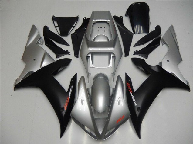 Yamaha YZF R1 Motorrad Verkleidung 2002-2003 - Silber Matt Schwarz