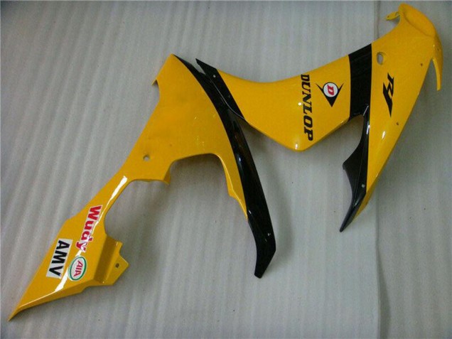 Yamaha YZF R1 Motorrad Verkleidung 2004-2006 - Gelb Glanzendes Schwarz Dunlop 50