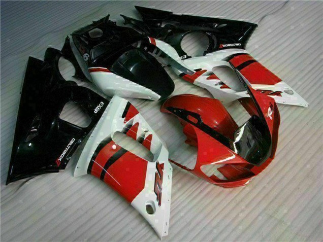 Yamaha YZF R6 Motorrad Verkleidung 1998-2002 - Weiss Rot Glanzendes Schwarz