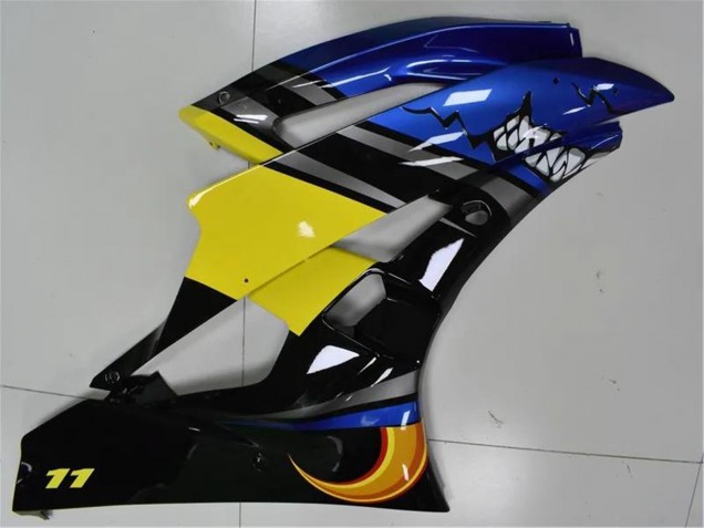 Yamaha YZF R6 Motorrad Verkleidung 2006-2007 - Blau Gelb Glanzendes Schwarz Hai