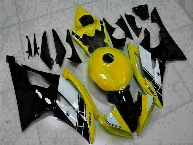Yamaha YZF R6 Motorrad Verkleidung 2008-2016 - Gelb Weiss Glanzendes Schwarz