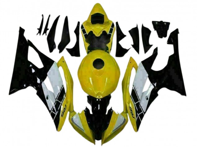 Yamaha YZF R6 Motorrad Verkleidung 2008-2016 - Gelb Weiss Glanzendes Schwarz