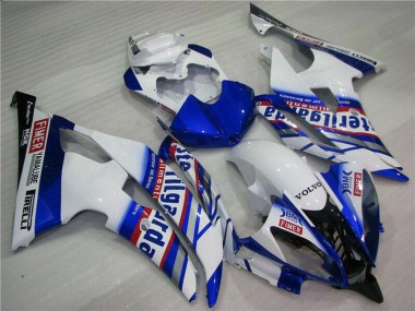 Yamaha YZF R6 Motorrad Verkleidung 2008-2016 - Weiss Blau Rot Sterilgarda Volvo Fimer Yamalube