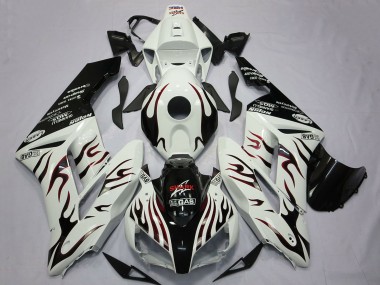 Honda CBR1000RR Motorrad Verkleidung 2004-2005 - Weiss Glanzendes Schwarz Rot Flamme