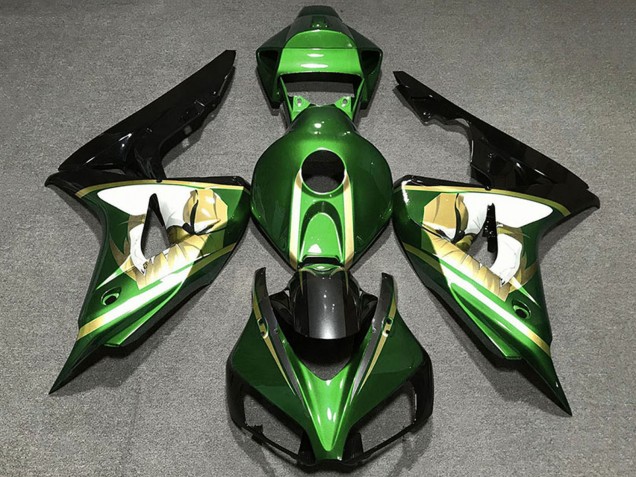 Honda CBR1000RR Motorrad Verkleidung 2006-2007 - Grun Weiss Gold Glanzendes Schwarz