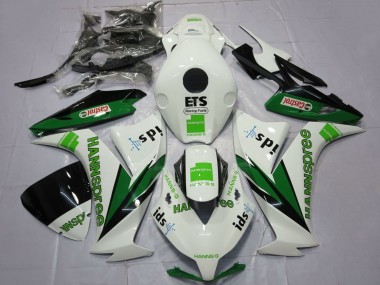 Honda CBR1000RR Motorrad Verkleidung 2012-2016 - Weiss Grun Glanzendes Schwarz Hannspree Castrol