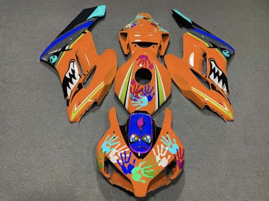 Honda CBR1000RR Motorrad Verkleidung 2004-2005 - Orange Blau Schwarz Hai