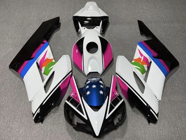 Honda CBR1000RR Motorrad Verkleidung 2004-2005 - Weiss Rosa Blau Glanzendes Schwarz Stern