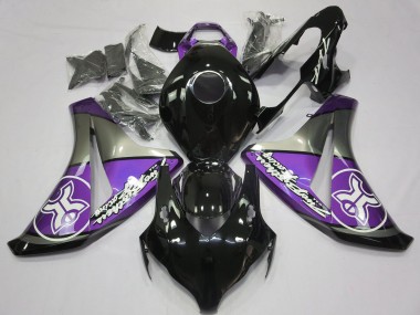Honda CBR1000RR Motorrad Verkleidung 2008-2011 - Lila Grau Glanzendes Schwarz