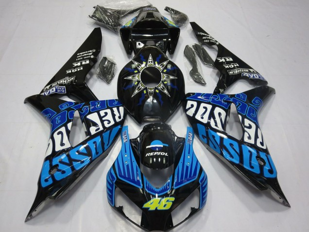 Honda CBR1000RR Motorrad Verkleidung 2006-2007 - Glanzendes Schwarz Blau Rossi 46