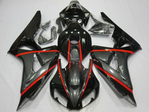 Honda CBR1000RR Motorrad Verkleidung 2006-2007 - Glanzendes Schwarz Grau Rot
