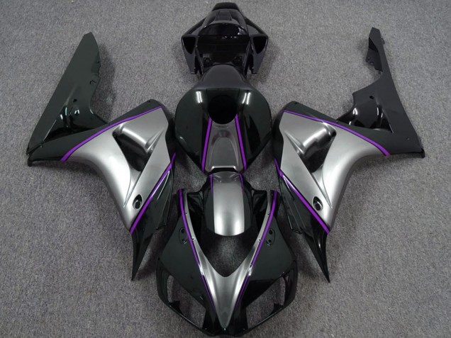 Honda CBR1000RR Motorrad Verkleidung 2006-2007 - Silber Lila Glanzendes Schwarz PinStreifen