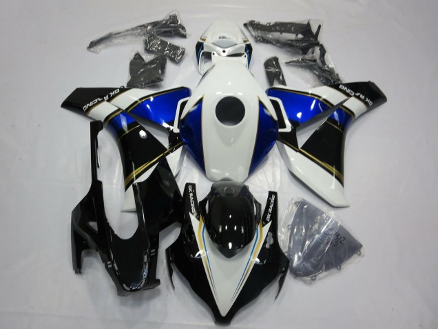 Honda CBR1000RR Motorrad Verkleidung 2008-2011 - Weiss Blau Gold Glanzendes Schwarz