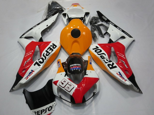 Honda CBR1000RR Motorrad Verkleidung 2006-2007 - Orange Weiss Rot Glanzendes Schwarz Repsol 93
