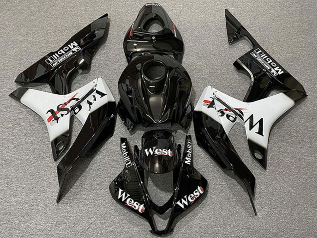 Honda CBR600RR Motorrad Verkleidung 2007-2008 - Glanzendes Schwarz Weiss West Stil