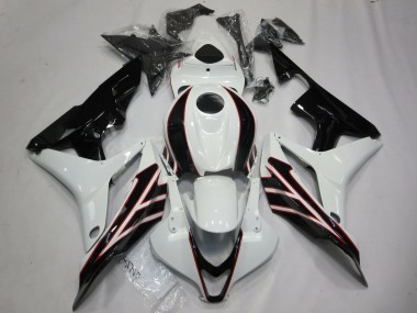 Honda CBR600RR Motorrad Verkleidung 2007-2008 - Weiss Glanzendes Schwarz OEM Stil