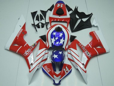 Honda CBR600RR Motorrad Verkleidung 2007-2008 - Weiss Rot Blau Stern Geico 14