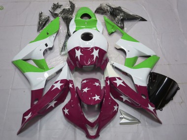 Honda CBR600RR Motorrad Verkleidung 2007-2008 - Weiss Grun Kastanienbraun Rot Sterns Streifen
