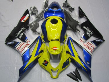 Honda CBR600RR Motorrad Verkleidung 2007-2008 - Gelb Blau Weiss Glanzendes Schwarz Nastro Azzurro