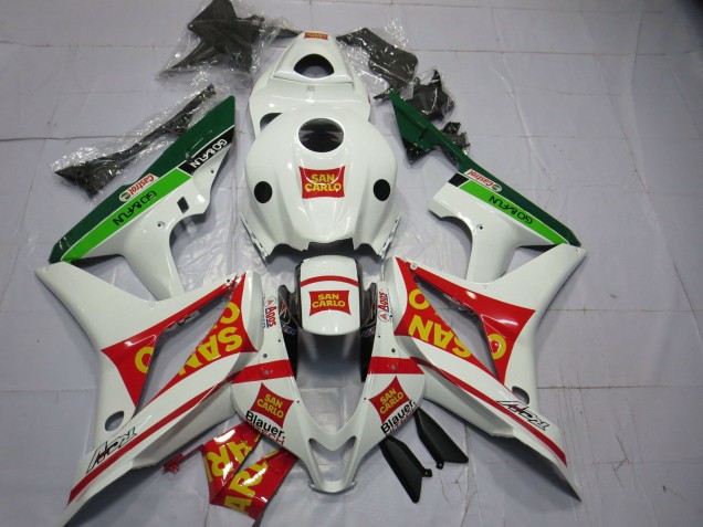 Honda CBR600RR Motorrad Verkleidung 2007-2008 - Weiss Rot Grun Gelb San Carlo