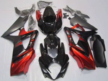 Suzuki GSXR 1000 Motorrad Verkleidung 2007-2008 - Glanzendes Schwarz Rot