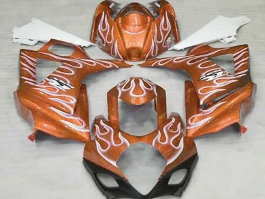 Suzuki GSXR 1000 Motorrad Verkleidung 2007-2008 - Orange Weiss Flamme