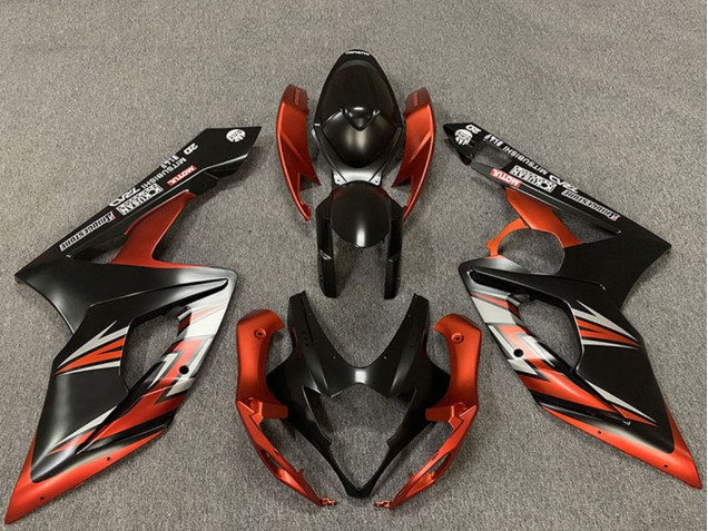 Suzuki GSXR 1000 Motorrad Verkleidung 2005-2006 - Matt Schwarz Orange