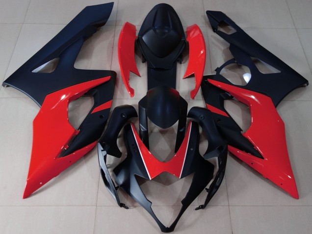 Suzuki GSXR 1000 Motorrad Verkleidung 2005-2006 - Matt Schwarz Rot