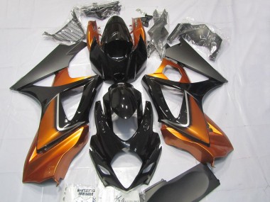 Suzuki GSXR 1000 Motorrad Verkleidung 2007-2008 - Orange Glanzendes Schwarz Matt Schwarz